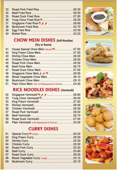 Menu of xxxxx