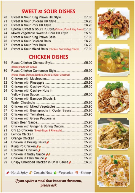 Menu of xxxxx