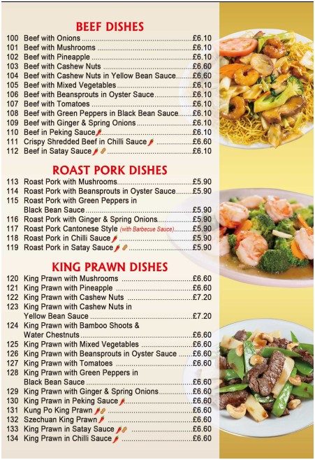 Menu of xxxxx