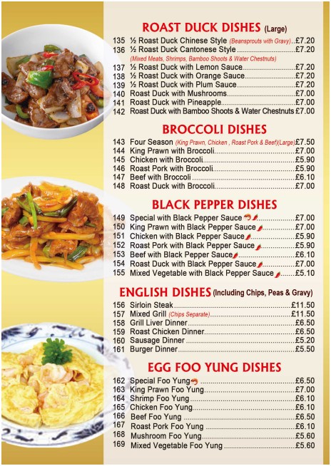 Menu of xxxxx